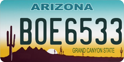 AZ license plate BOE6533