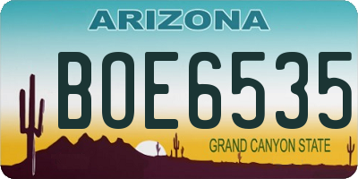AZ license plate BOE6535