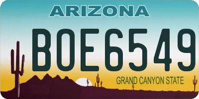 AZ license plate BOE6549