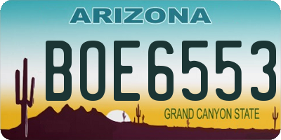 AZ license plate BOE6553