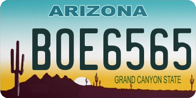 AZ license plate BOE6565
