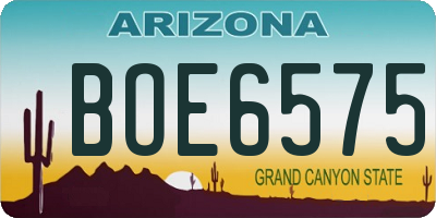 AZ license plate BOE6575