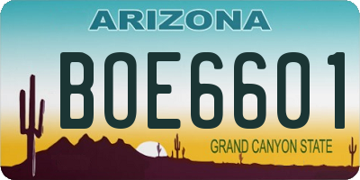 AZ license plate BOE6601