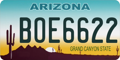 AZ license plate BOE6622