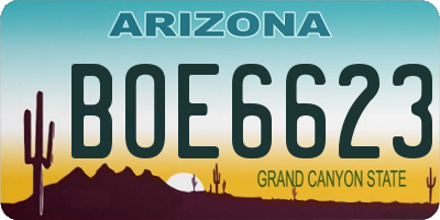 AZ license plate BOE6623