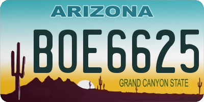 AZ license plate BOE6625