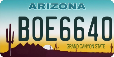 AZ license plate BOE6640