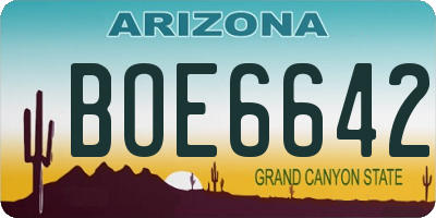 AZ license plate BOE6642