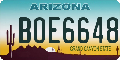 AZ license plate BOE6648