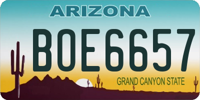 AZ license plate BOE6657