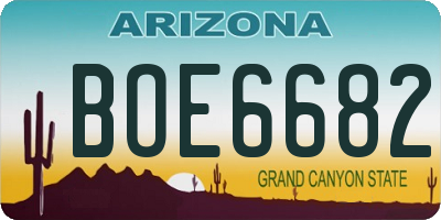 AZ license plate BOE6682