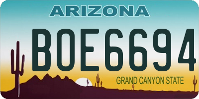 AZ license plate BOE6694