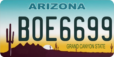 AZ license plate BOE6699