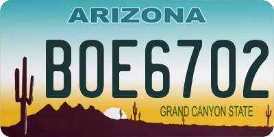 AZ license plate BOE6702
