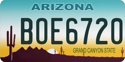 AZ license plate BOE6720