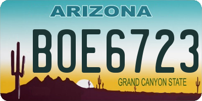AZ license plate BOE6723