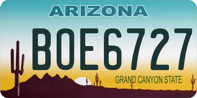 AZ license plate BOE6727