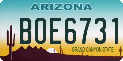 AZ license plate BOE6731