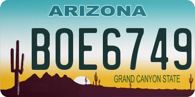 AZ license plate BOE6749
