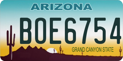AZ license plate BOE6754