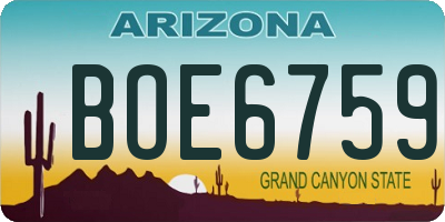AZ license plate BOE6759
