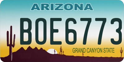 AZ license plate BOE6773