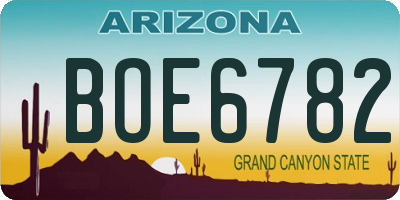 AZ license plate BOE6782