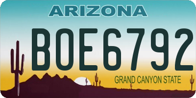 AZ license plate BOE6792
