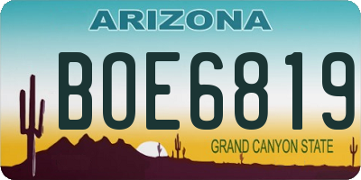 AZ license plate BOE6819