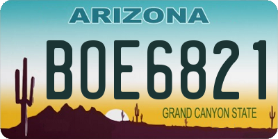 AZ license plate BOE6821
