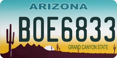 AZ license plate BOE6833