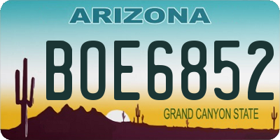 AZ license plate BOE6852