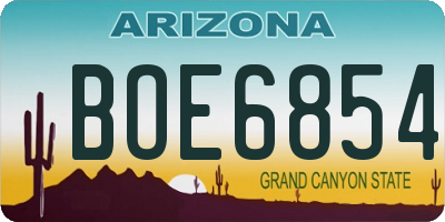 AZ license plate BOE6854