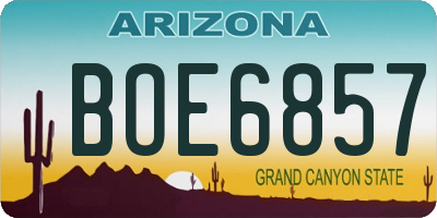 AZ license plate BOE6857