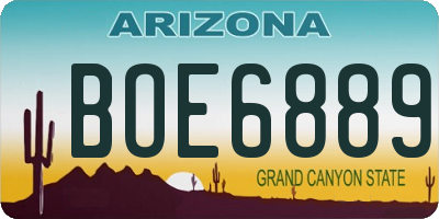 AZ license plate BOE6889