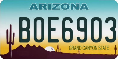 AZ license plate BOE6903