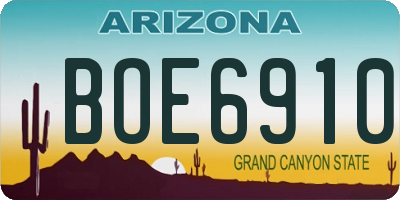 AZ license plate BOE6910