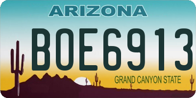 AZ license plate BOE6913