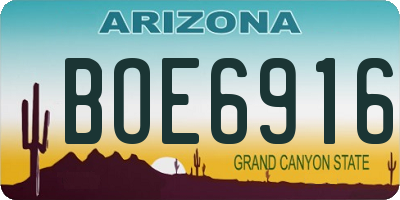 AZ license plate BOE6916