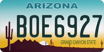 AZ license plate BOE6927