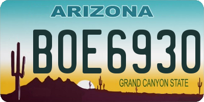 AZ license plate BOE6930