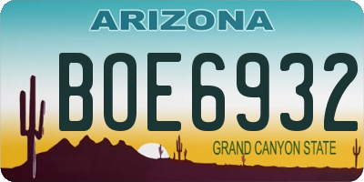 AZ license plate BOE6932