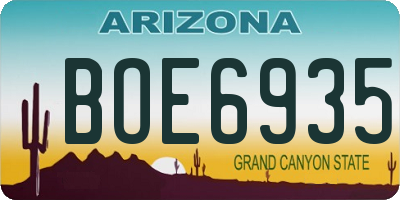 AZ license plate BOE6935
