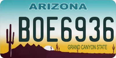 AZ license plate BOE6936
