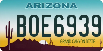 AZ license plate BOE6939