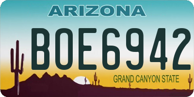 AZ license plate BOE6942