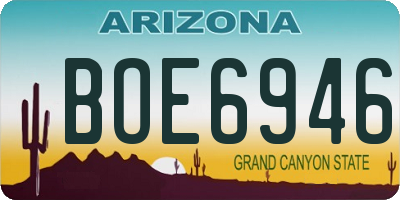 AZ license plate BOE6946