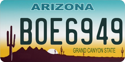 AZ license plate BOE6949