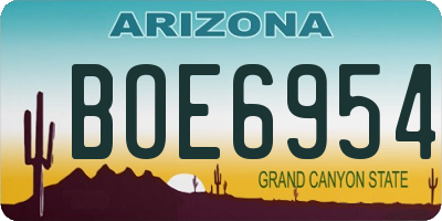 AZ license plate BOE6954