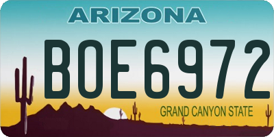 AZ license plate BOE6972